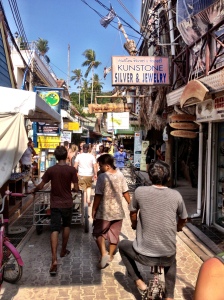 Walking the streets of Phi Phi to the Bayview Resort