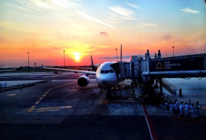 Gorgeous sunrise at the Bangkok Airport!